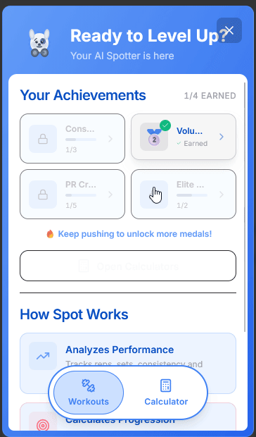 Coach achievements and medals screen
