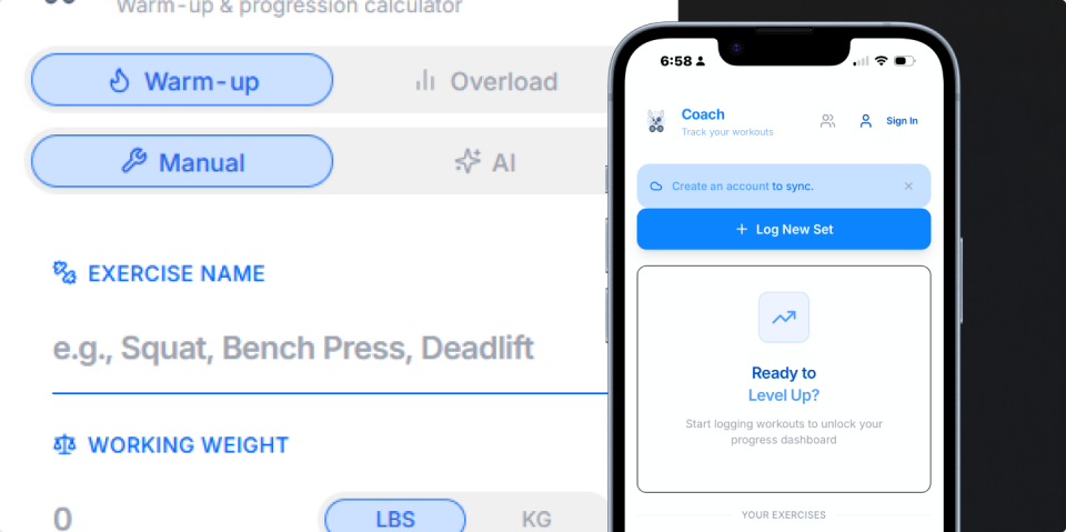 Coach mobile app calculator screen
