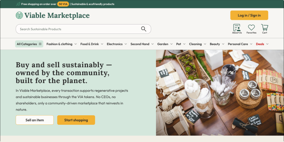 Viable Marketplace storefront homepage