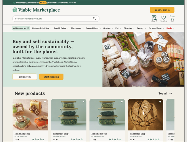 Viable Marketplace storefront homepage